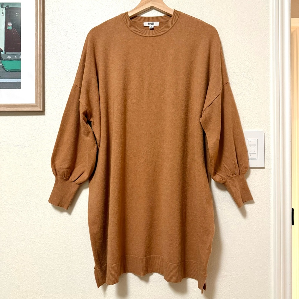 BB Dakota by Steve Madden Olivia Long Sleeve Sweater Minidress in Camel (sz S)